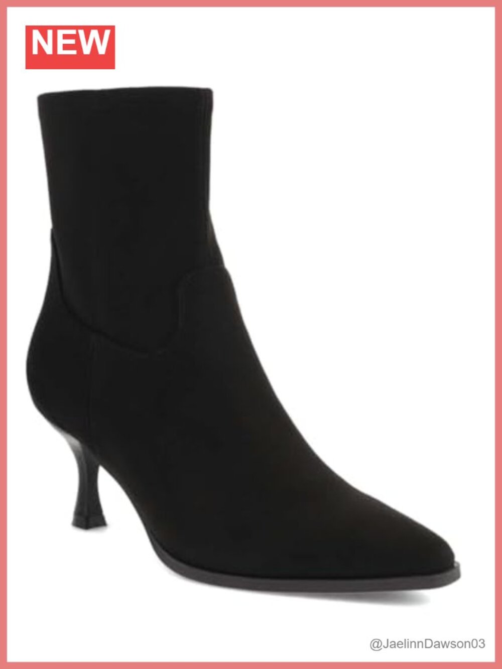 Women's Vegan Suede Pointed Toe Ankle Boots Kitten Heel Pull-On Bootie